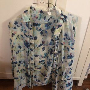 Coldwater Creek Silky Impressionist Collar Shirt - XL/ 16